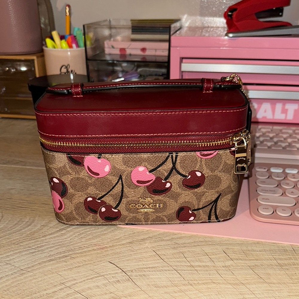 Coach Cherry Print Brown and Red Women's Bag